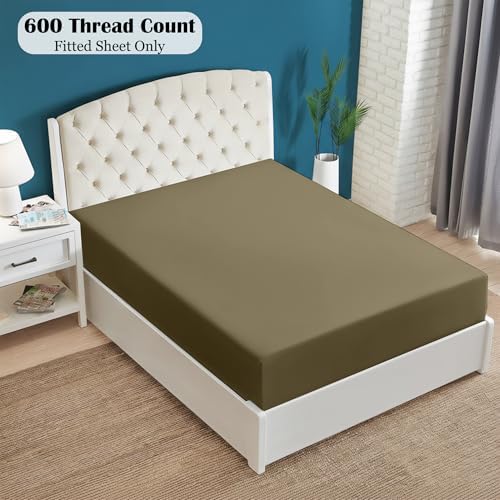 Egyptian Cotton Fitted Sheet Queen Size 16 Inch Deep - Taupe