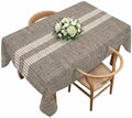Farmhouse Grey Brown Table Cloth, Vintage Country Linen Textured