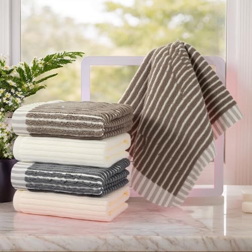 uxcell 100% Cotton Striped Soft Absorbent Jacquard Woven Hand Towels