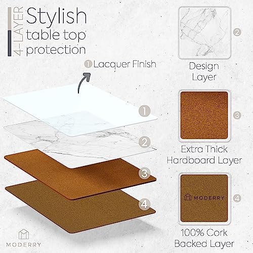 Set of 4 Heat Resistant Cork Placemats for Dining Table with Free Set