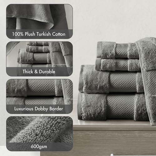 Madison Park 100% Turkish Cotton 600 GSM Bath Towel Set, 6 Piece