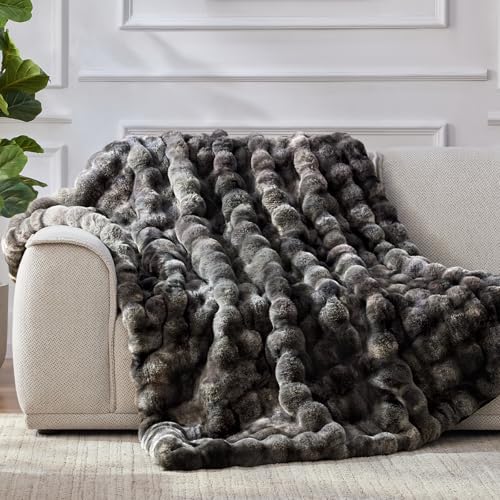 Anysay Faux Fur Throw Blanket, 1000GSM Fluffy Soft Bubble Blanket