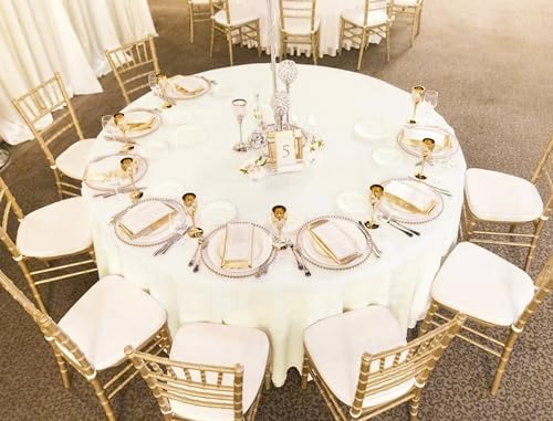 10 Pack Ivory Tablecloth 90 Inch Round Tablecloth Washable Polyester
