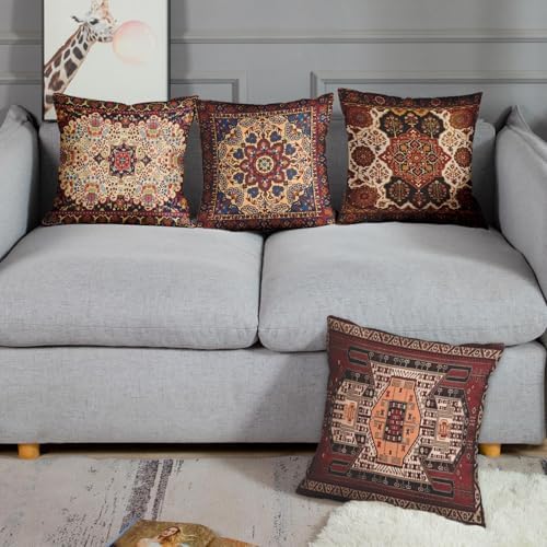 Emvency Throw Pillow Covers Set of 4, 18 x 18 Inch, Carpet Red