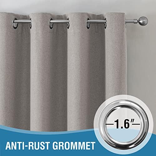 Grommet Curtains Faux Linen for Bedroom 2 Panels, 84 inches Long Room