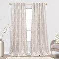Mrs.Naturall Taupe Geometric Patterned Living Room Curtains, 84 Inch