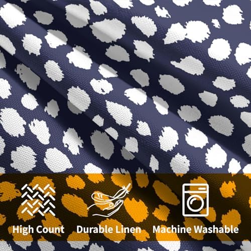 Navy Blue Cream Dots Pillow Covers 20x20 Inches Boho Design Polka Dot
