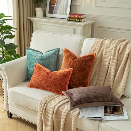 Yaertun Pack of 2 Chenille Textured Decorative Throw Pillow Covers
