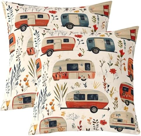 Erosebridal RV Camper Pillow Covers 18x18 Inch Set of 2 Retro Wood