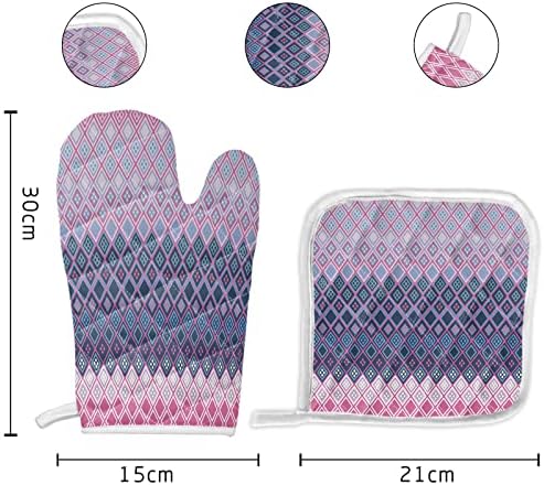 Quilted Cotton Terry Cloth Oven Mitt, Pot Holder Ombre Pink Grey