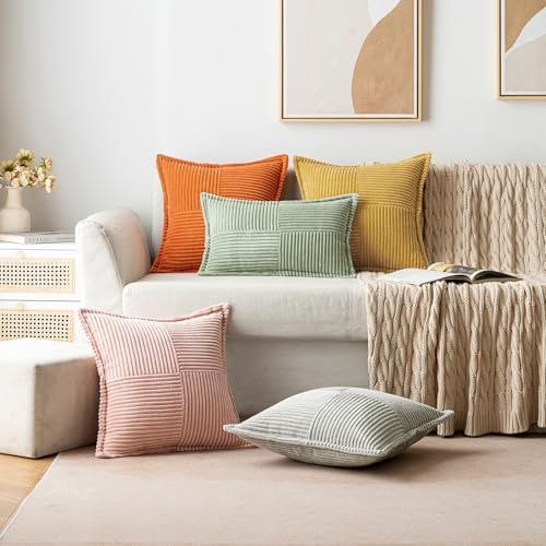 MIULEE Decorative Throw Pillow Covers for Couch 20x20 Inch Gold 2 Pack