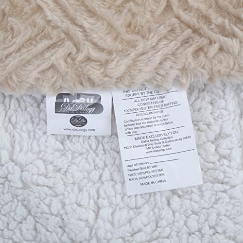 DaDa Bedding Faux Fur Throw Blanket, Beige Champagne, 50 x 60 in