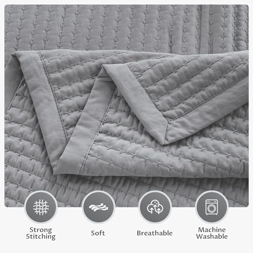 KASENTEX Oversized King Quilt Set 112x106, Soft Washed 3-Layer