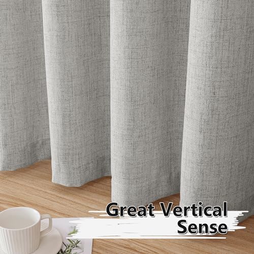 Tollpiz Linen Curtains Living Room Rod Pocket Semi Sheer Curtain