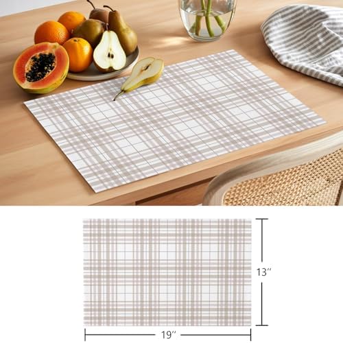 Placemats Set of 8, Buffalo Plaid Woven Placemat, Linen Place Mats for