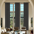 Fcosie Charcoal Grey Extra Long Chenille 100% Blackout Curtains