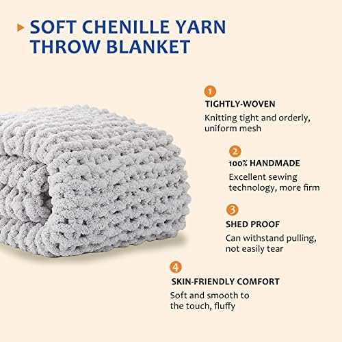 L'AGRATY Chunky Knit Throw Blanket for Couch, 50'' x 60'' Knit Throw