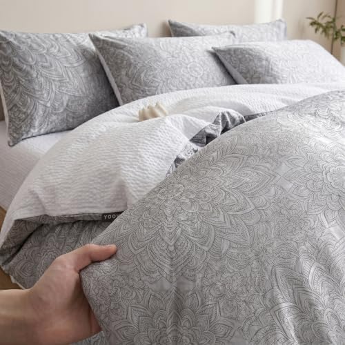 3 Pieces Duvet Cover Set, Soft Microfiber Polyester Botanical Print