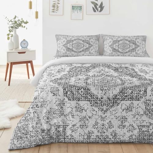 Grey Boho Full Duvet Cover Set - 4 Pcs Comforter Cover Bedding Sets
