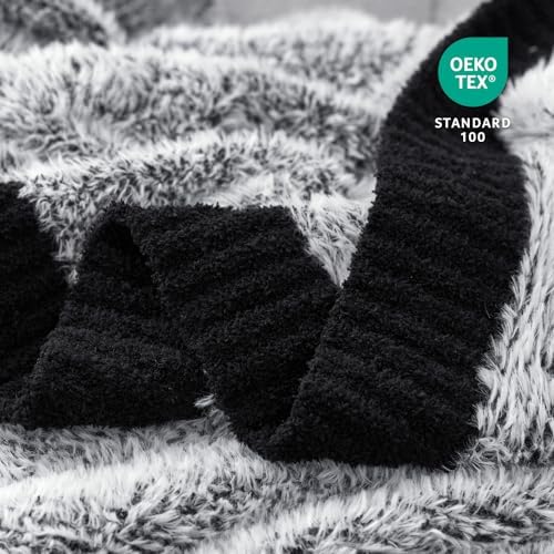 Amélie Home Faux Fur Throw Blanket, Heather Black, 60"x80"