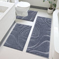 HEBE Bathroom Rugs Sets 3 Piece, Non Slip Washable Absorbent Bath Mat