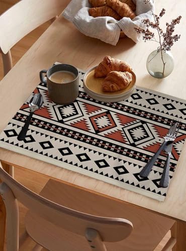 Placemats Set of 8, Beige Boho Woven Placemat, Linen Place Mats for