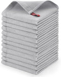 Homaxy 100% Cotton Waffle Weave Dish Cloths, 12 Pack, Light Grey