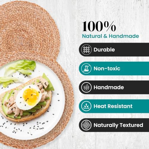 Eco Crave Round Jute Placemats, Set of 8, 13 Inch