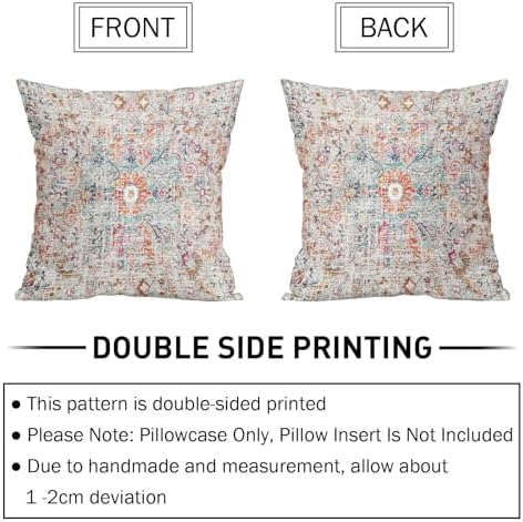 Orange Teal Pink Vintage Bohemian Pillow Covers 20x20 Inch Gray Beige