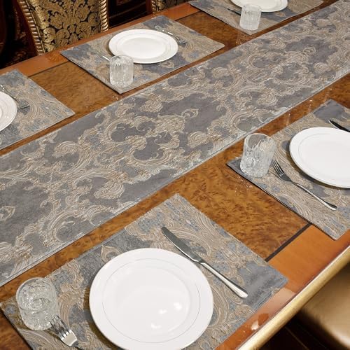Loom and Mill Luxury Jacquard Damask Table Runner 108 Inches Long