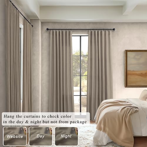 Pitalk Taupe Curtains 84 Inches Long for Living Room 2 Panel Sets