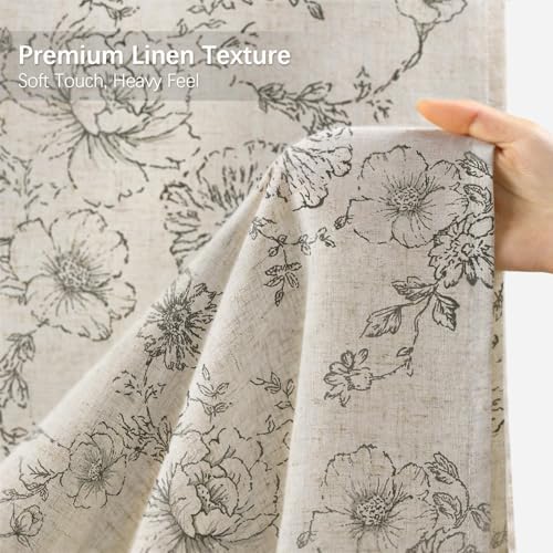 Farmhouse Floral Vintage Shower Curtain for Bathroom, Grey and Tan