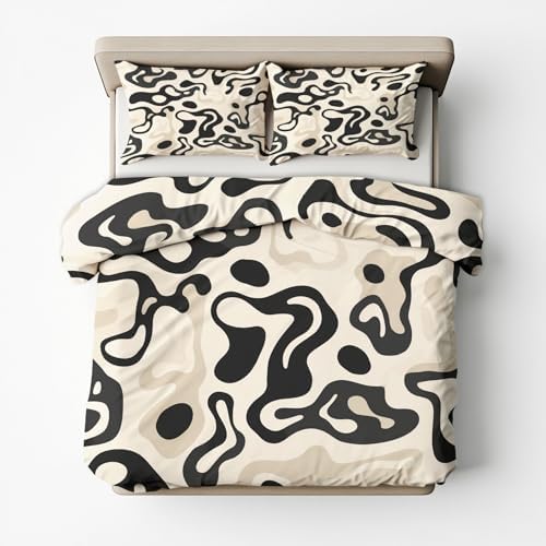 Abstract Duvet Cover Queen Size, Geometric Modern Reversible Design