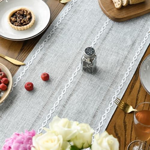 Artoid Mode Grey Rustic Cotton Linen Table Runner, Seasonal