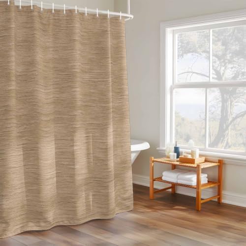 Light Khaki Shower Curtain, Rustic Minimalist Solid Color Linen