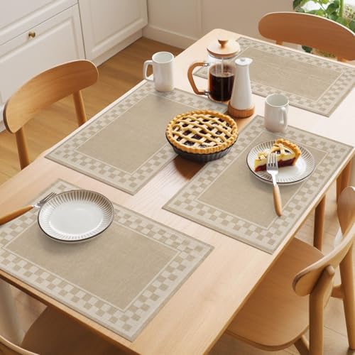 Round Placemats Set of 12 Minimalist Checkered Place Mats Farmhouse