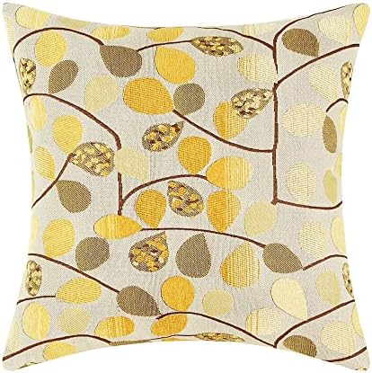 CaliTime Decorative Throw Pillow Covers 20 X 20 Inches Ecru Gold