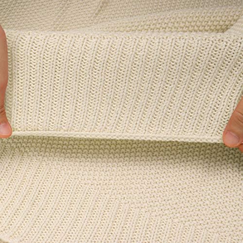 PiccoCasa 100% Cotton Knit Throw Blanket, Beige 50x70