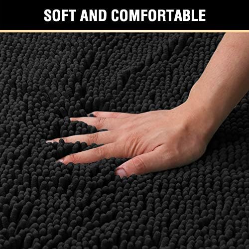 H.VERSAILTEX Black Bathroom Rug Set 2 Piece, Bath Mats for Bathroom