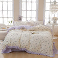 EAVD Chic Garden Botanical Floral Duvet Cover Queen White Soft 100%
