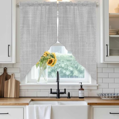 Silver Gray Solid Swag Valance Curtains Minimalist Cloth Cool Gray