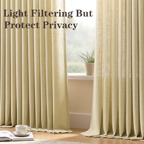 YZ HOME Grey Beige 108 Inch Curtains Pinch Pleated Curtain for Living