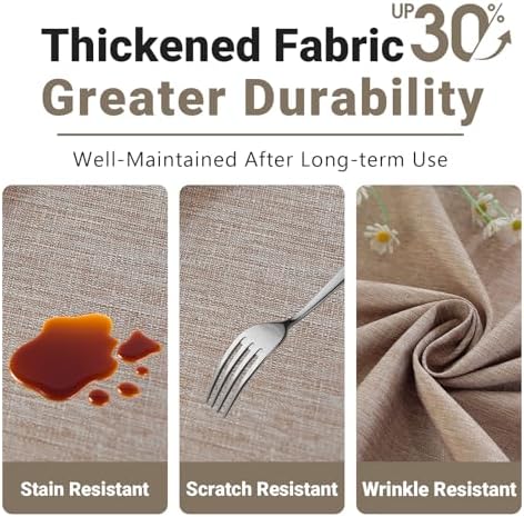 Laolitou Table Cloth Rectangle Linen Waterproof Textured Mocha