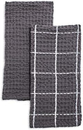 Sur La Table Washed Waffle Kitchen Towels, Set of 2, Charcoal