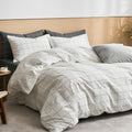 JELLYMONI 100% Cotton Plaid Twin Duvet Cover Set, White
