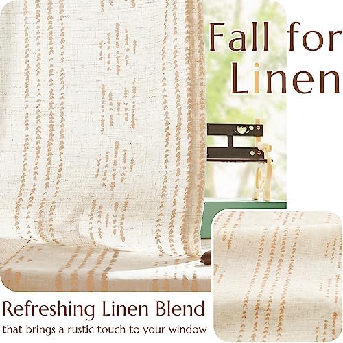 jinchan Linen Curtains Light Filtering 50x84 Inch Back Tab 2 Panels