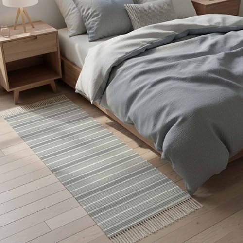 Grey Stripe Hallway Runner Rug 2'x5', Modern Minimalist Geometric
