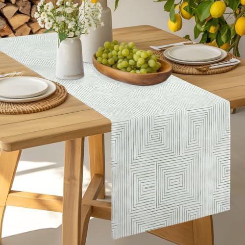 Minimalist Geometric Table Runner for Dining Table Rustic Modern Beige