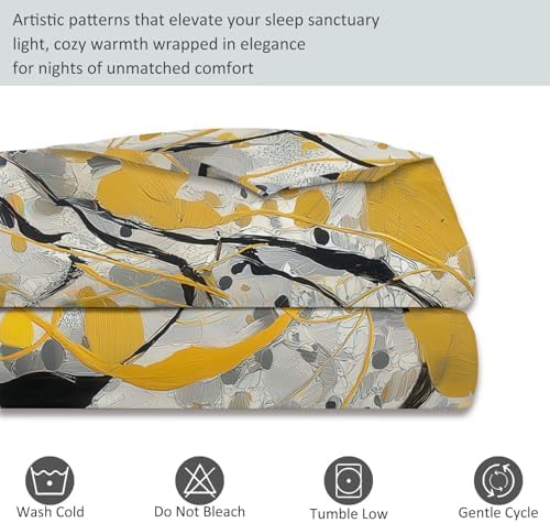 Soft Breathable Duvet Cover Set Grey, Abstract Ellipse Paint Print