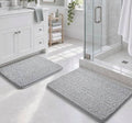 Ophanie Bathroom Rugs Sets 2 Piece,Grey Soft Chenille Bath Mat,Non